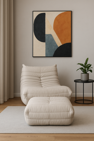 Fotel tapicerowany pufa kremowa Nua N23-4