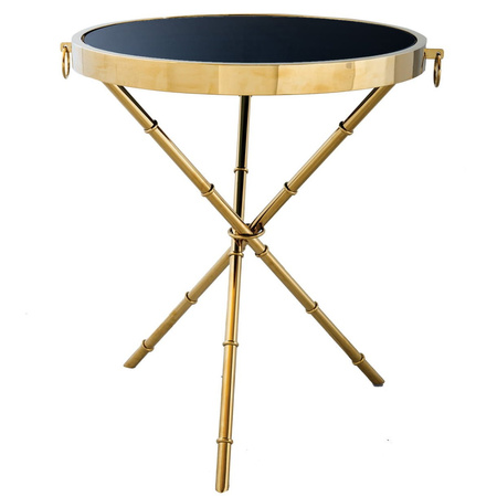 Stolik kawowy Musa 60/60/52cm ze szklanym ciemnym blatem i ozdobnymi kołatkami złoty Z0189MV Gold/Black