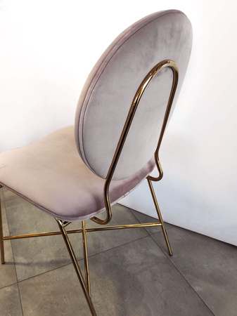 Krzesło do jadalni różowe Rossario 50/95/48cm na złotym misternym stelażu welurowe TG-348-18
