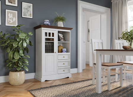 Witrynka biała/orzech 1.3 Belluno Elegante  Katmandu PL017B/O