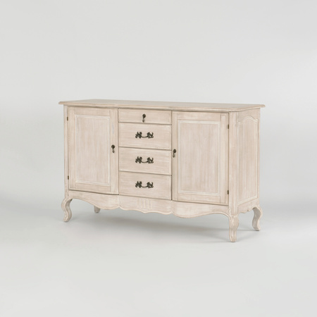 Komoda drewniana z szufladami jasnobeżowa Venezia Bianco VEB803K 