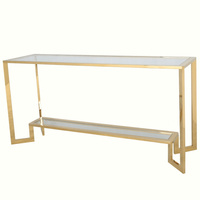 Konsola Yara Gold 160/45/78cm wykończona w złocie z dwoma szklanymi blatami Z0265MV Gold,CG