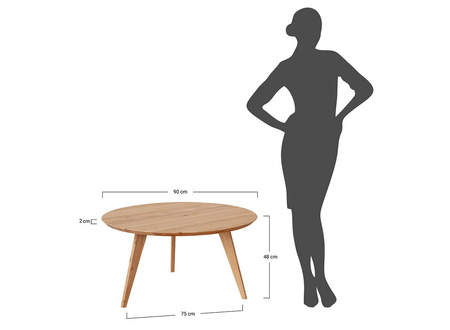 Ława dębowa okrągła 90 cm Orbetello Katmandu 3SORB57