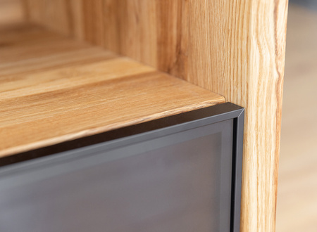 Szafka RTV 2.1 dębowa ze szkłem średnia Modern Loft Katmandu PLMOL08S