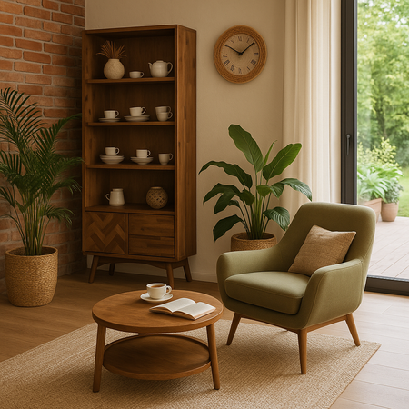 Regał wysoki z pułkami brązowy Ashton ASTL02