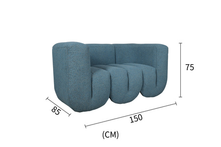 Sofa w nowoczesnym stylu tapicerowana niebieska Nua N88-150-10