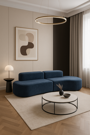 Sofa wypoczynkowa w nowoczesnym designerskim stylu tapicerowana niebieska Nua N75-8