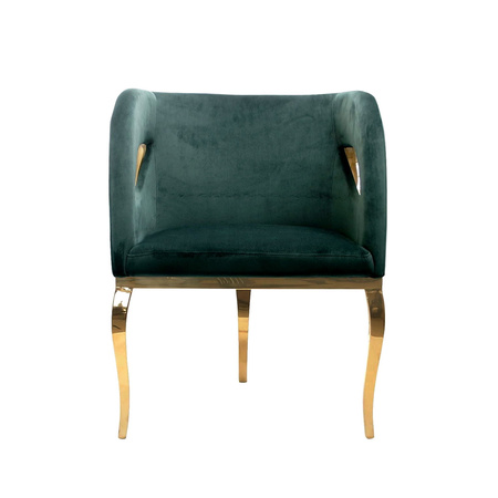 Morello 55/59/78cm elitarny zielony fotel welurowy na złotych nóżkach TG-317 gold/green