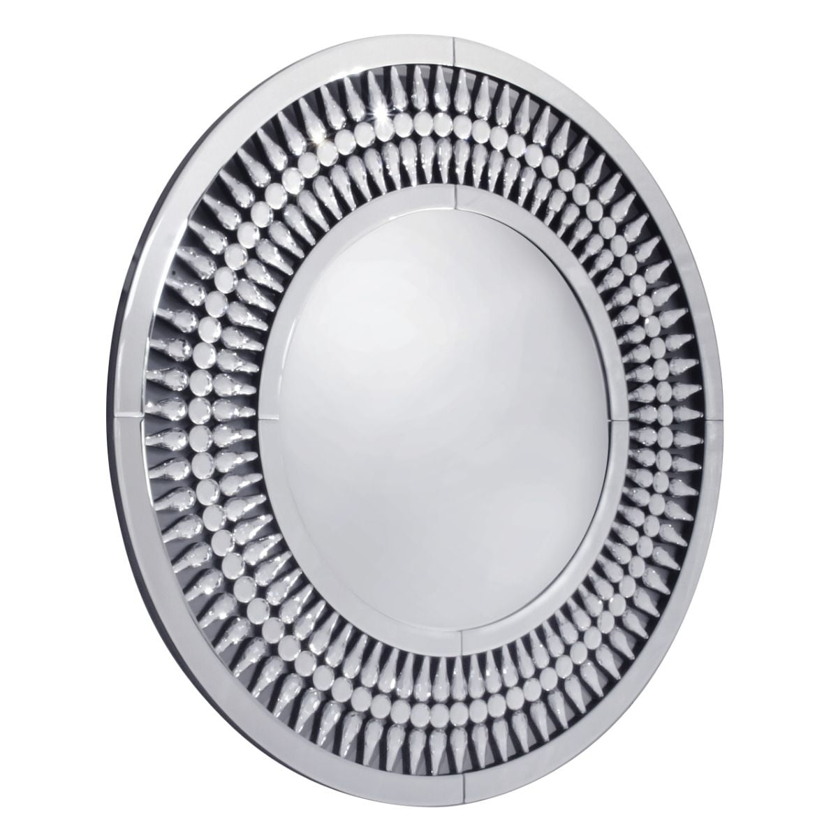 Lustro okrągłe glamour Marzano 80cm w dekoracyjnej ażurowej ramie ozdobionej kryształkami 16JZ112/80x80