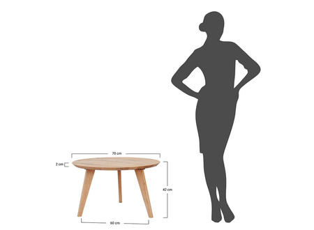 Ława dębowa okrągła 70 cm Orbetello Katmandu 3SORB58