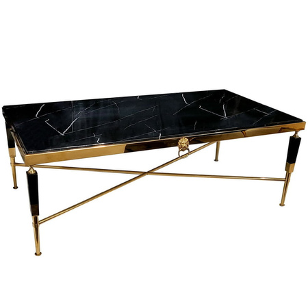 Stolik kawowy Monaco glamour 130/70/45cm z symbolem lwa czarno-złoty, marmur TC031_2