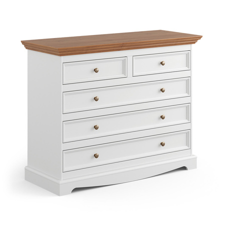 Komoda biała / dąb 5 szuflad Belluno Elegante Katmandu PL005B/D
