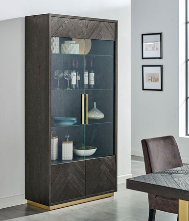 Witryna czarna z drzwiami szklanymi Seville SEV26-2