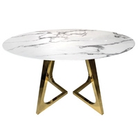 Stół okrągły do jadalni Veneto z białym marmurowym blatem i złotymi chromowanymi nóżkami 130/130/76 cm TG-281 gold/white