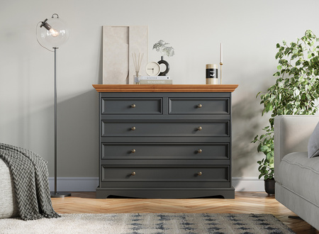 Komoda 5 szuflad grafit - dąb Belluno Elegante  Katmandu PL005G/D