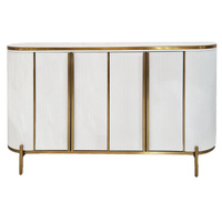 Komoda biała do salonu sypialni Isella glamour ryflowana ze złoceniami 150 cm M_ARTE_ISA_01