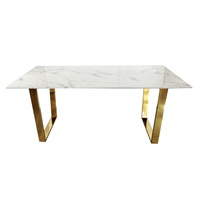 Stół do jadalni Madera 160/80/75cm w stylu glamour z białym marmurowym blatem o złotym stelażu TG-152 white/gold