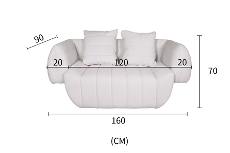 Sofa w nowoczesnym stylu welurowa jasna z poduszkami Nua N90-3