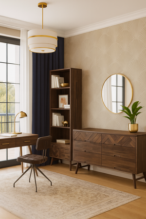 Komoda drewniana w eleganckim stylu do sypialni salonu brązowa z szufladami Ashton ASTB04