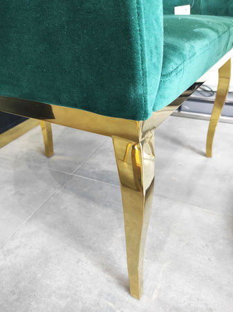 Morello 55/59/78cm elitarny zielony fotel welurowy na złotych nóżkach TG-317 gold/green