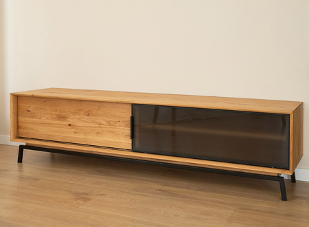Szafka RTV dębowa ze szkłem duża Modern Loft Katmandu PLMOL07S