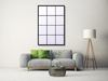Lustro nowoczesne Boston 120/80cm w stylu loft okienne z czarnymi szprosami i stalową ramą AHS18037