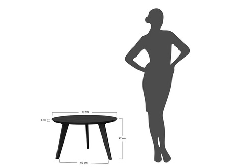 Stolik okrągły dębowy czarny 70 cm Orbetello Katmandu 3SORB58C