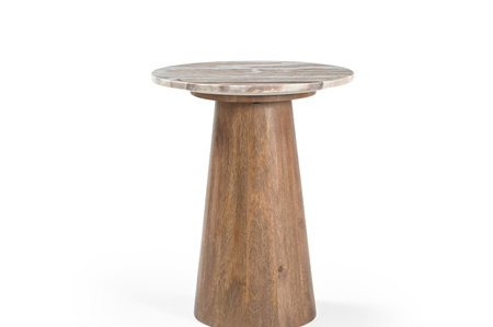 Marmoholz Trento Isola – Stolik Pomocniczy | Szary Marmur & Brązowy Mango | Ø40 cm