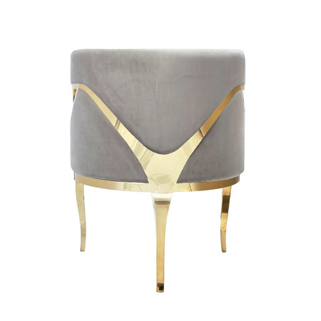 Fotel Morello 55/59/78cm jasnoszary welurowy na złotych nóżkach TG-317 gold/l.grey