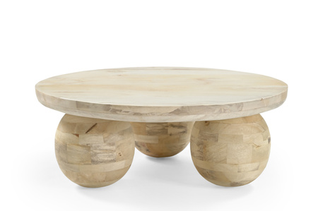 Marmoholz Siena – Stolik Kawowy | Bielony Mango | Ø80 cm