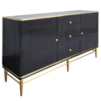 Komoda czarna do salonu sypialni Violino glamour ze złoceniami i białym blatem ze spieku 921-1 black