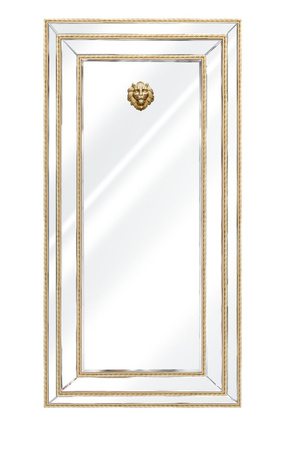 Lustro Sharon 180/90cm glamour złote w formie prostokąta z głową lwa AH503