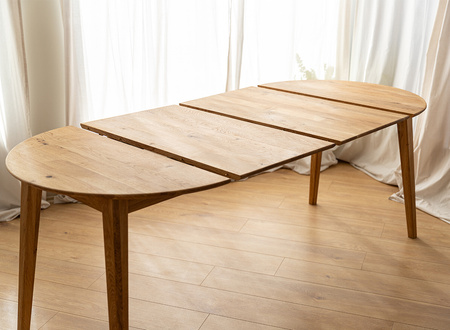 Stół dębowy okrągły 110 cm do 210 cm rozsuwany Orbetello Katmandu KULSR110_2X50