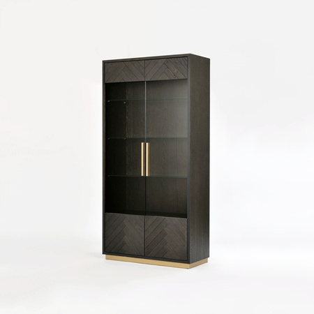 Witryna czarna z drzwiami szklanymi Seville SEV26-2