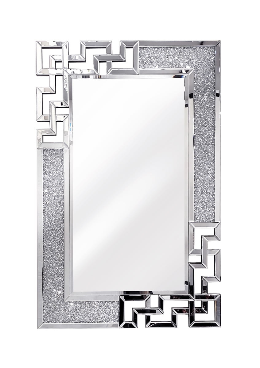 Lustro Prato 80/120cm w stylu glamour z ramą z kryształków o geometrycznym wzorze XJ003