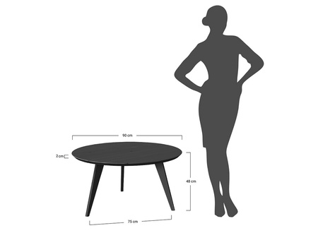 Stolik okrągły dębowy czarny 90 cm Orbetello Katmandu 3SORB57C