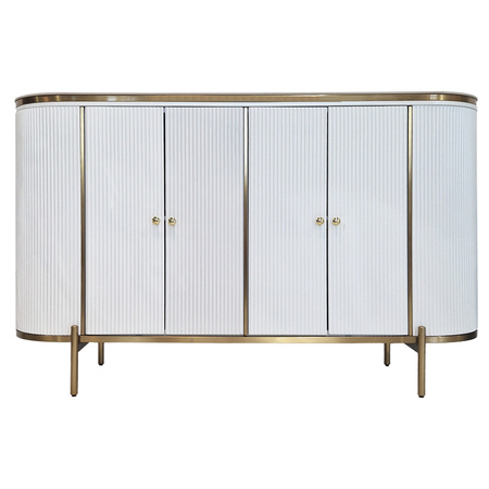Komoda biała do salonu sypialni Marion glamour ryflowana ze złoceniami MP-819#_1