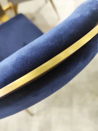 Krzesło do jadalni tapicerowane Cassari 45/55/89cm w niebieskim welurze osadzone na złotym stelażu AH-299-1gold/darkblu