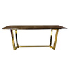 Elegancki stół do jadalni Roseta 200/100/75cm z brązowym marmurowym blatem i złotymi chromowanymi nóżkami TG-282 gold/brown