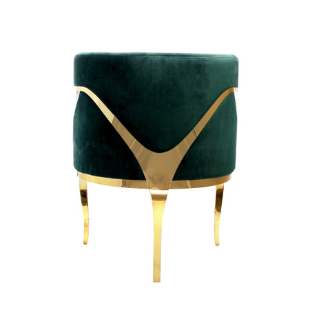 Morello 55/59/78cm elitarny zielony fotel welurowy na złotych nóżkach TG-317 gold/green
