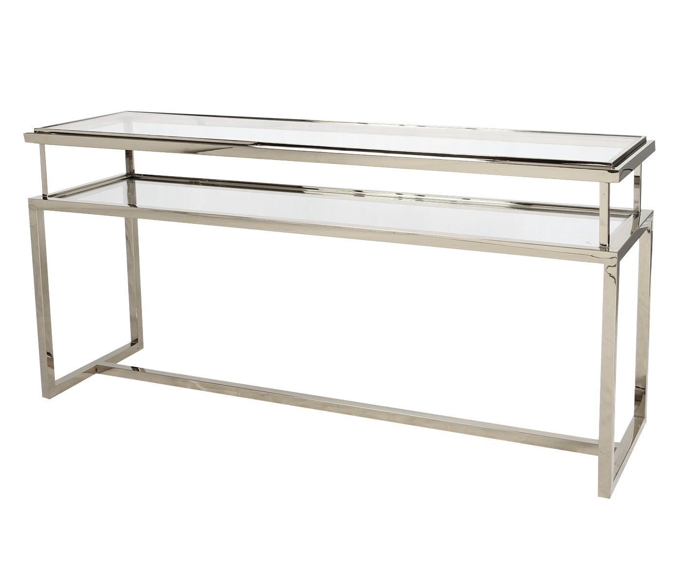 Konsola Janssen 45/76/160cm srebrna z dwoma szklanymi blatami Z0209 Silver