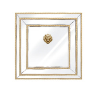 Lustro Sharon 100/100cm glamour złote w formie kwadratu z głową lwa AH503 100
