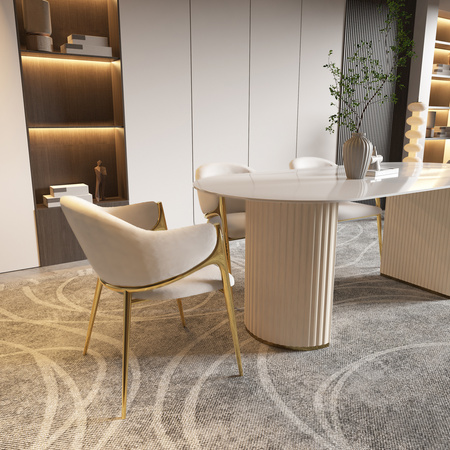 Krzesło tapicerowane jasne złote nogi Modig M5-10