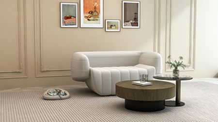 Sofa w nowoczesnym stylu welurowa jasna z poduszkami Nua N90-3