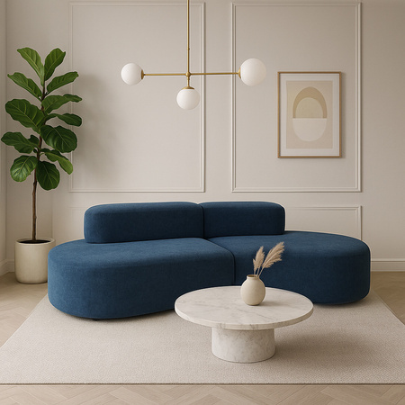 Sofa wypoczynkowa w nowoczesnym designerskim stylu tapicerowana niebieska Nua N75-8