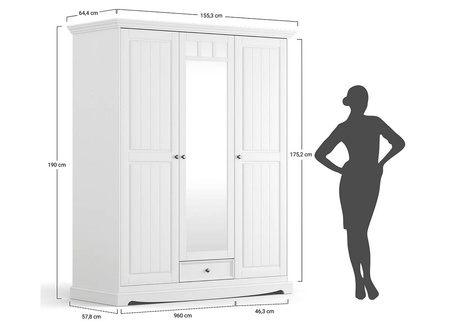 Szafa biała z lustrem 3d Belluno Elegante Katmandu PL012B 