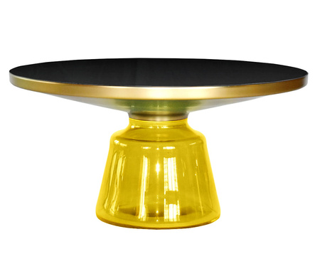 Stolik kawowy glamour Bottle Table 75/37cm żółto-złoty osadzony na szklanej nodze TG-26-low yellow