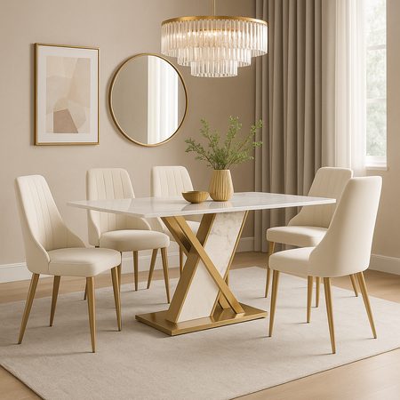 Krzesło tapicerowane jasne złote nogi Modig M4-10