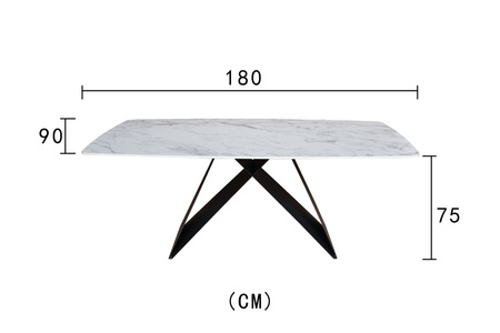 Stół prostokątny do jadalni kamienny blat czarne nogi wymiar 180cm Modig M10 