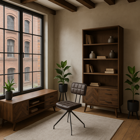 Regał wysoki z pułkami brązowy Ashton ASTL02